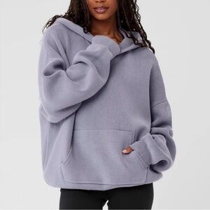 ALO Yoga Lavender Cozy Knit Hoodie Sweatshirt